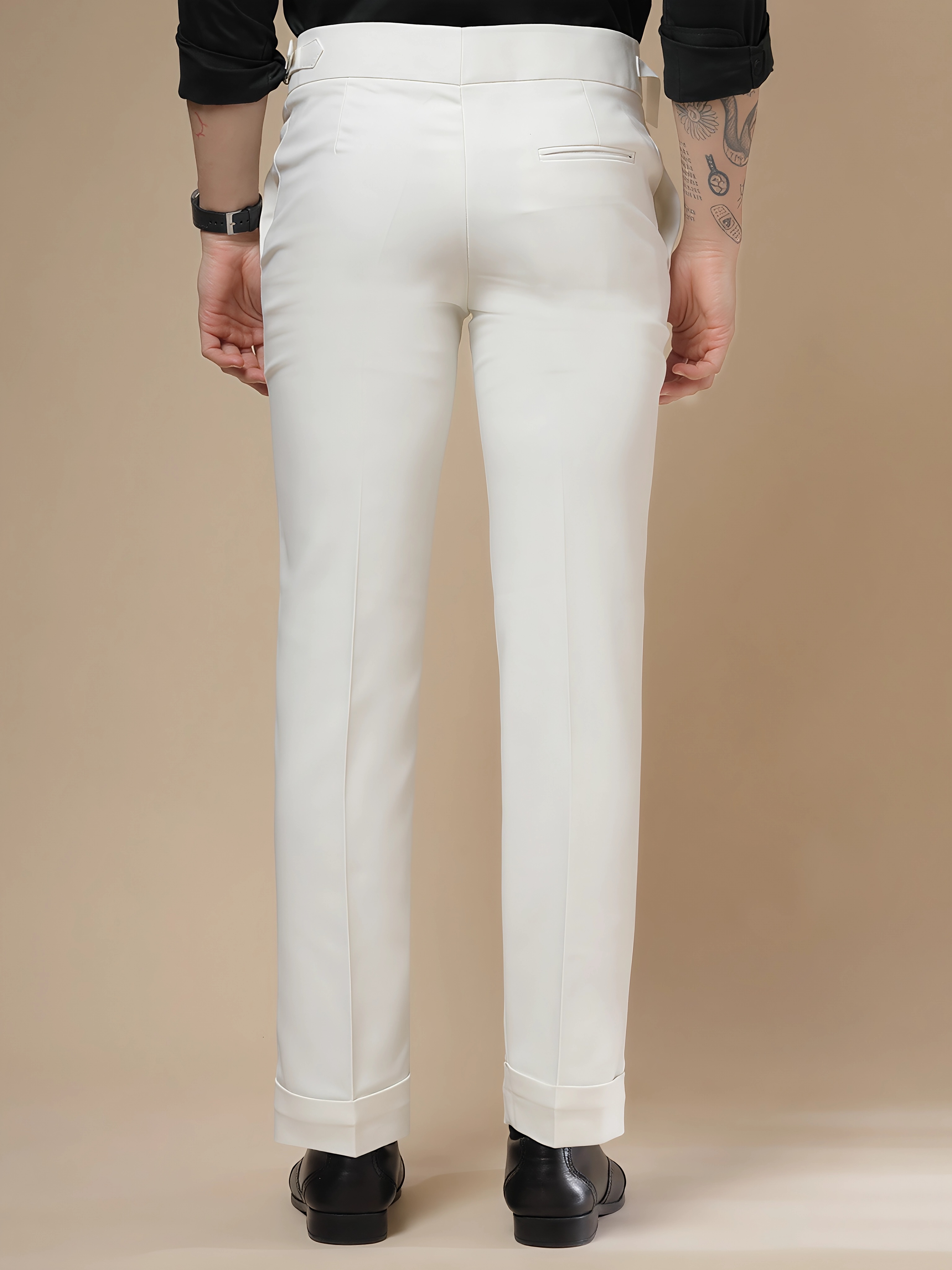 White Single Buckle Gurkha Pants by ITALIAN VEGA®