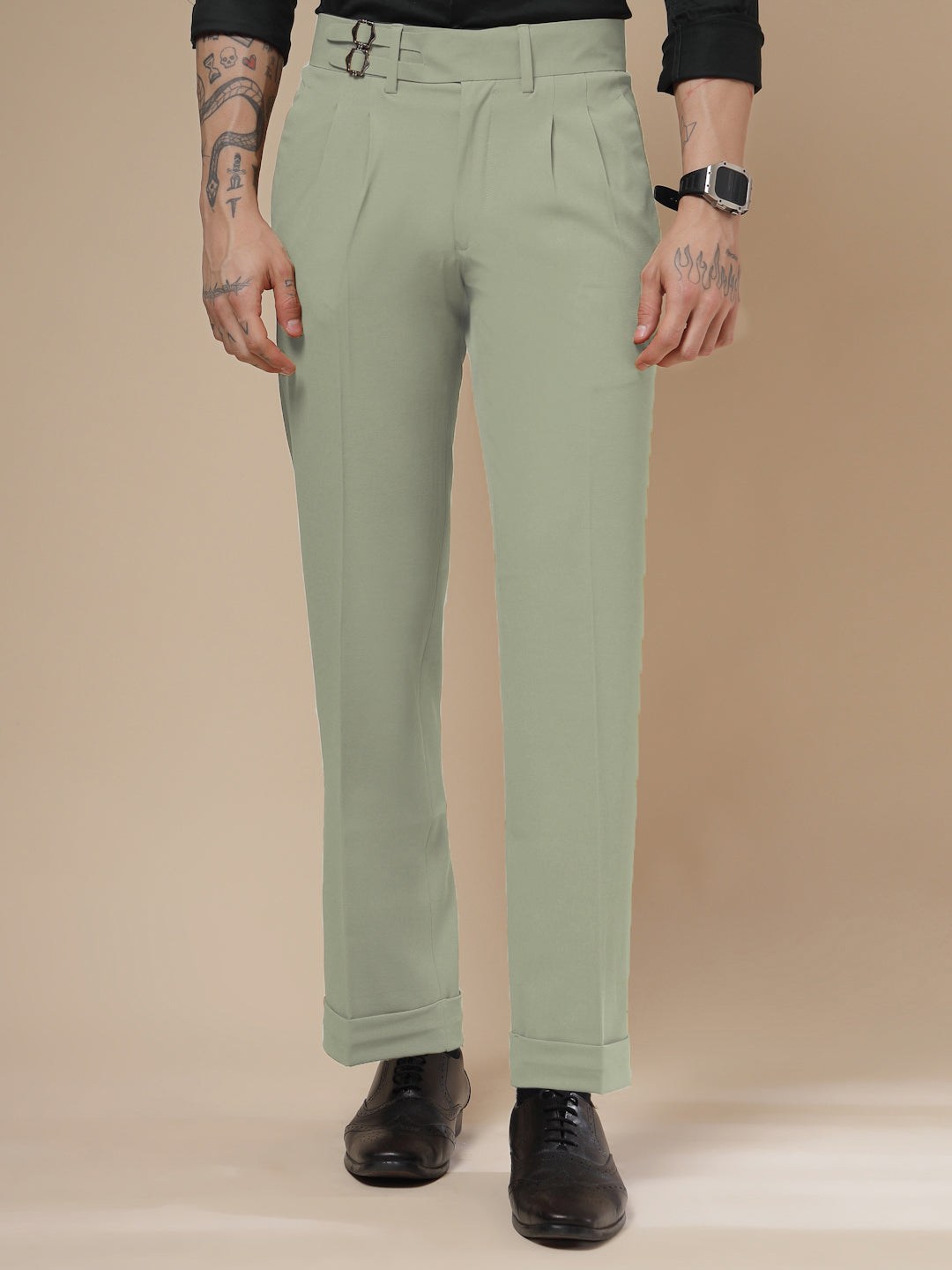 Lime Double Buckle Gurkha Pants by ITALIAN VEGA®