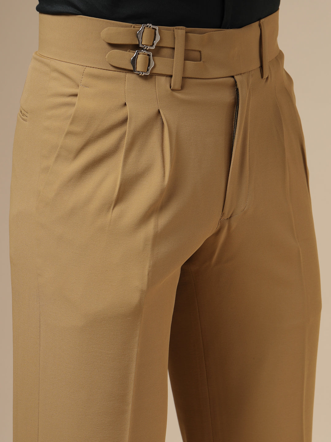 Camel Double Buckle Gurkha Pants