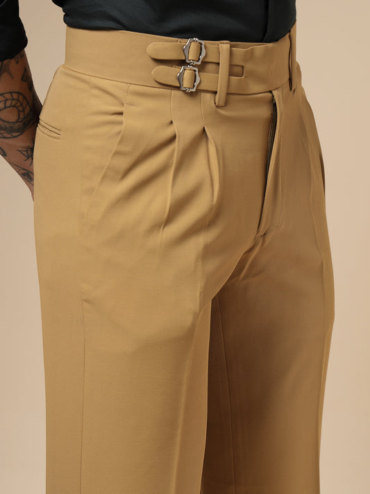Camel Double Buckle Gurkha Pants