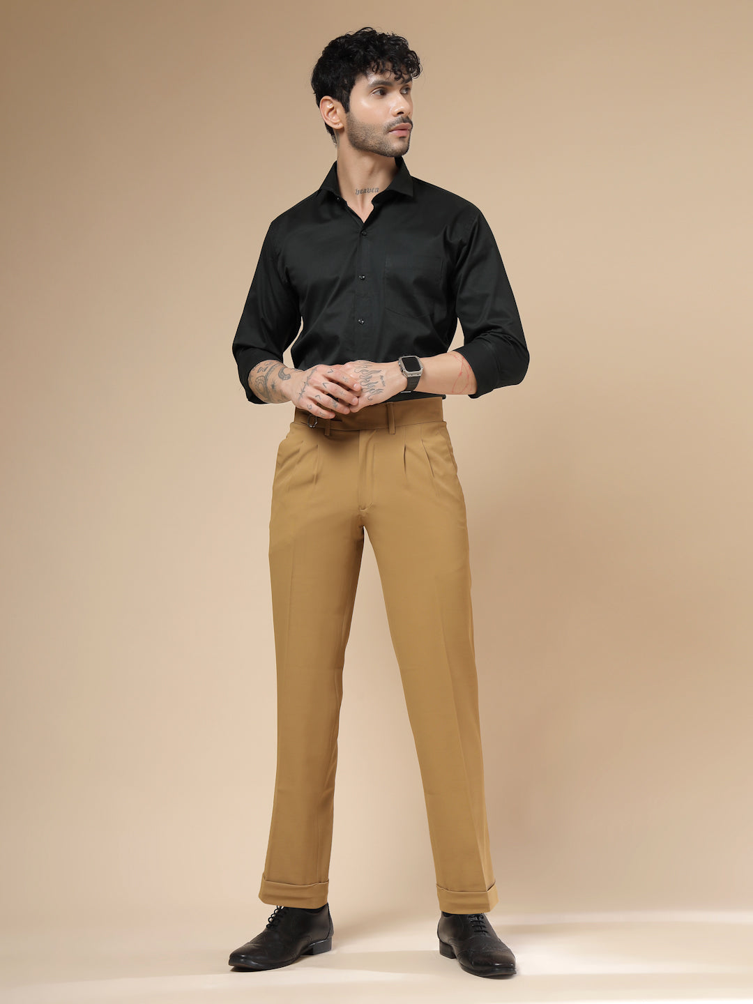 Camel Double Buckle Gurkha Pants