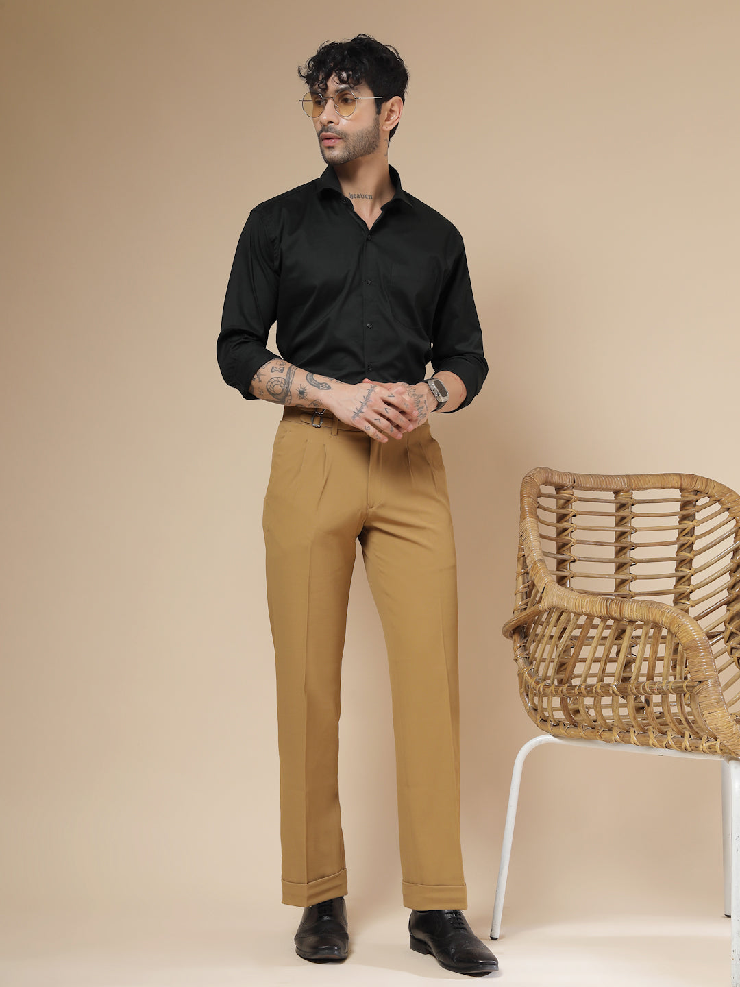 Camel Double Buckle Gurkha Pants