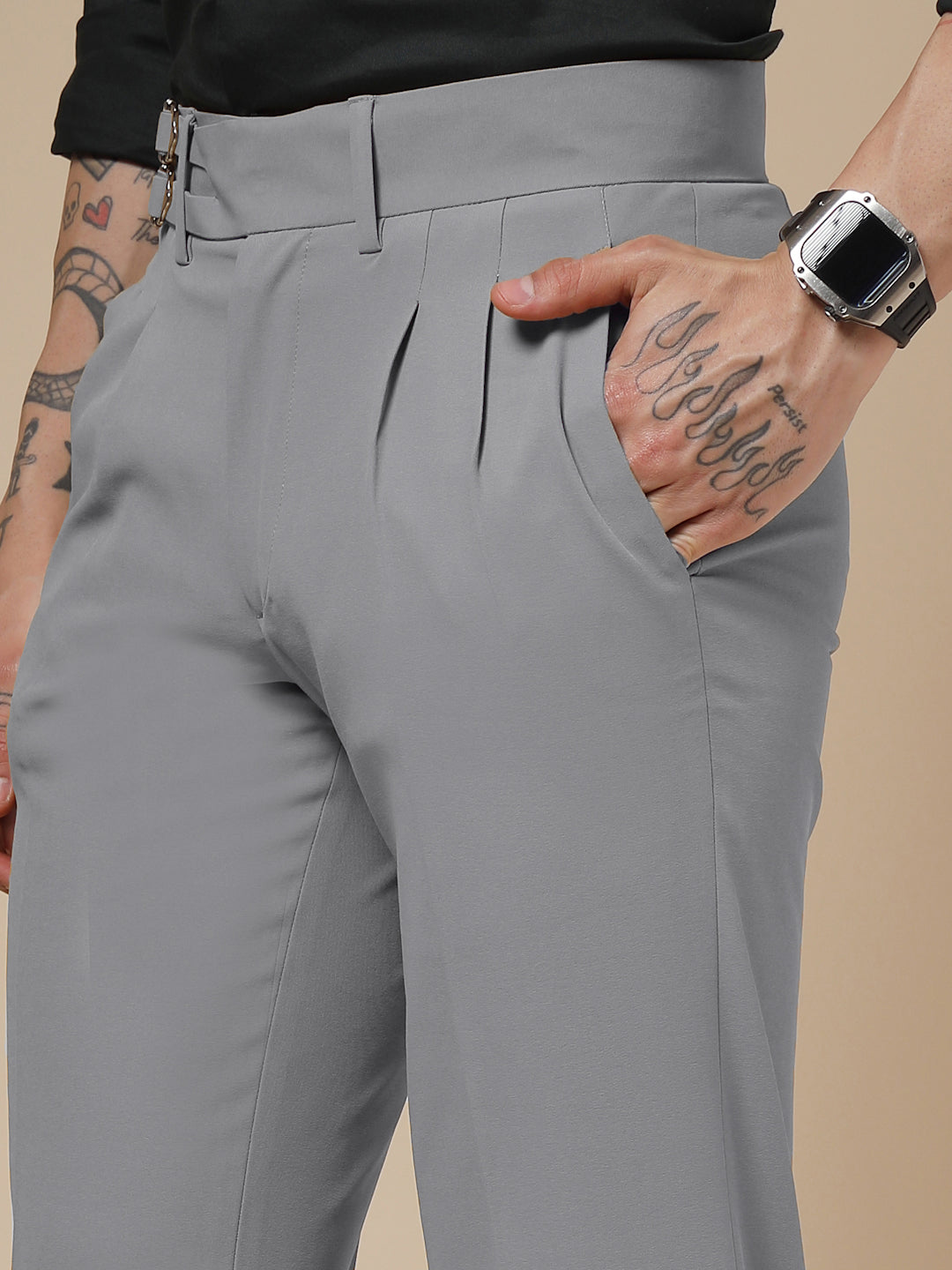 Ash Grey Double Buckle Gurkha Pants