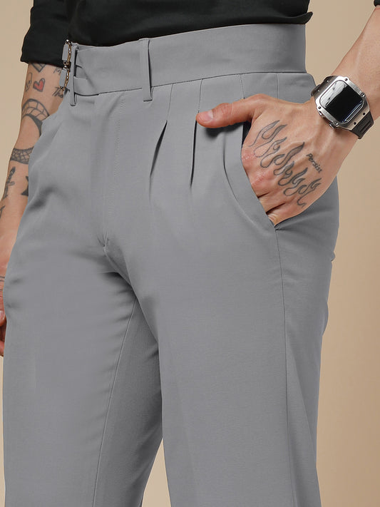 Ash Grey Double Buckle Gurkha Pants