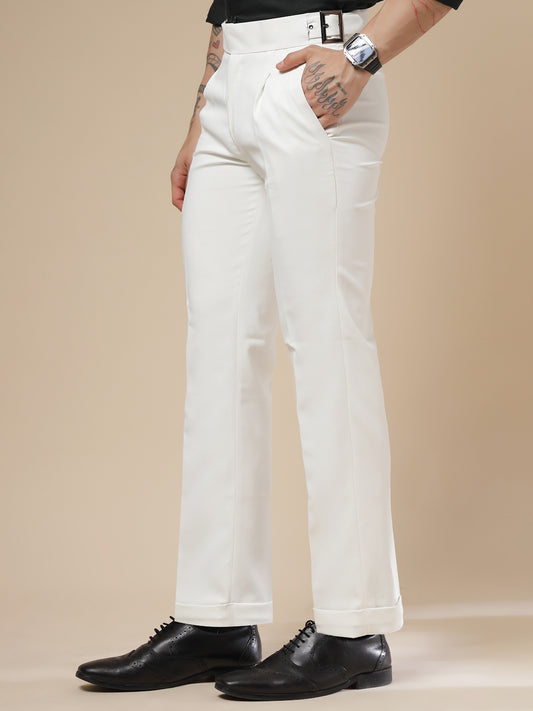 Frost White Classic Buckle Gurkha Pants by Italian Vega®