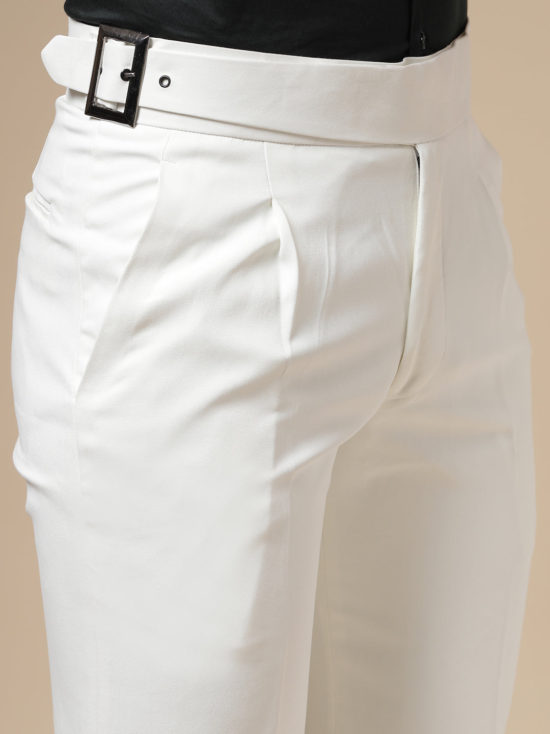 Frost White Classic Buckle Gurkha Pants by Italian Vega®