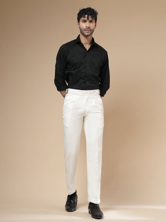 Frost White Classic Buckle Gurkha Pants by Italian Vega®