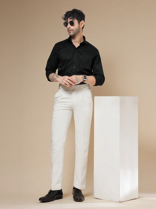 Frost White Classic Buckle Gurkha Pants by Italian Vega®