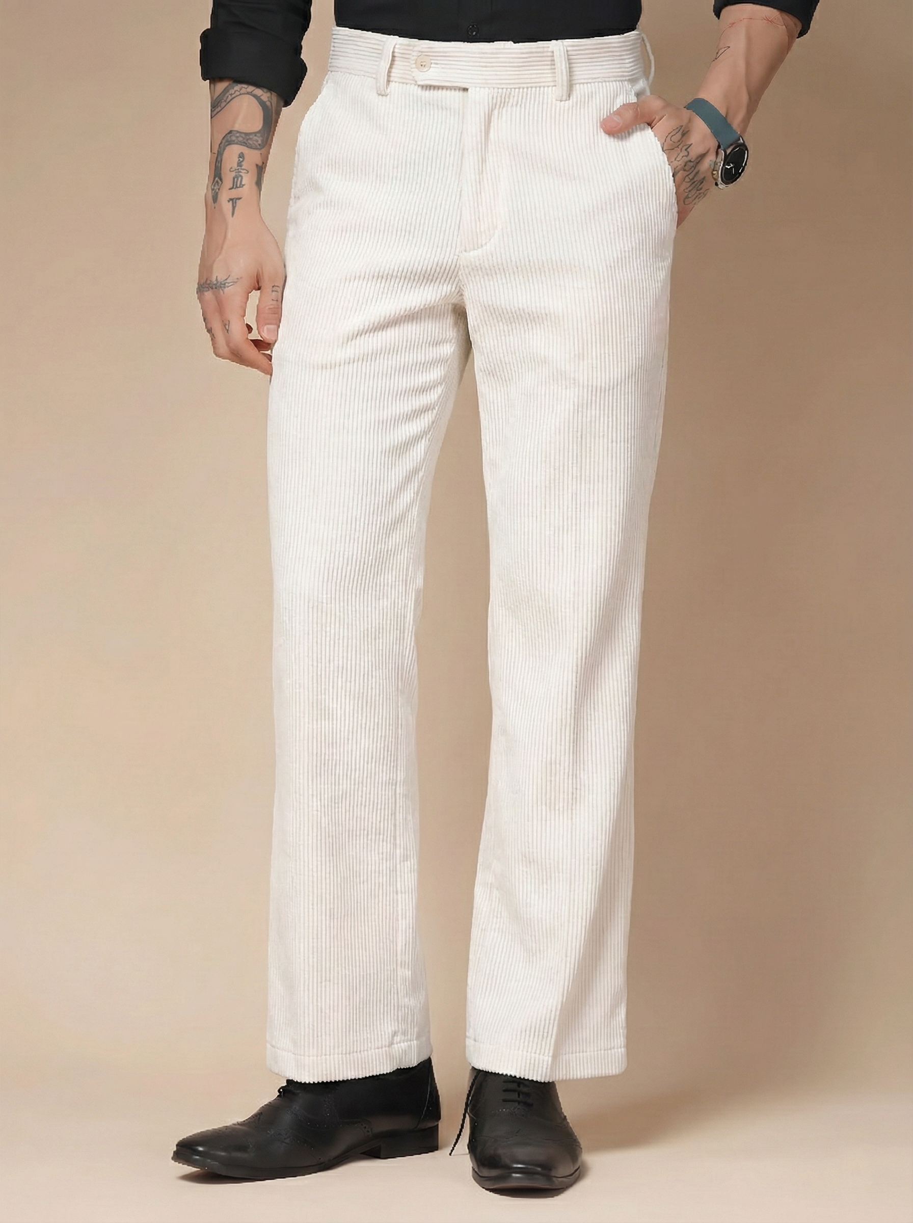 Snow White Corduroy Oxford Gurkha Pants | Boot Cut Fit by ITALIAN VEGA®