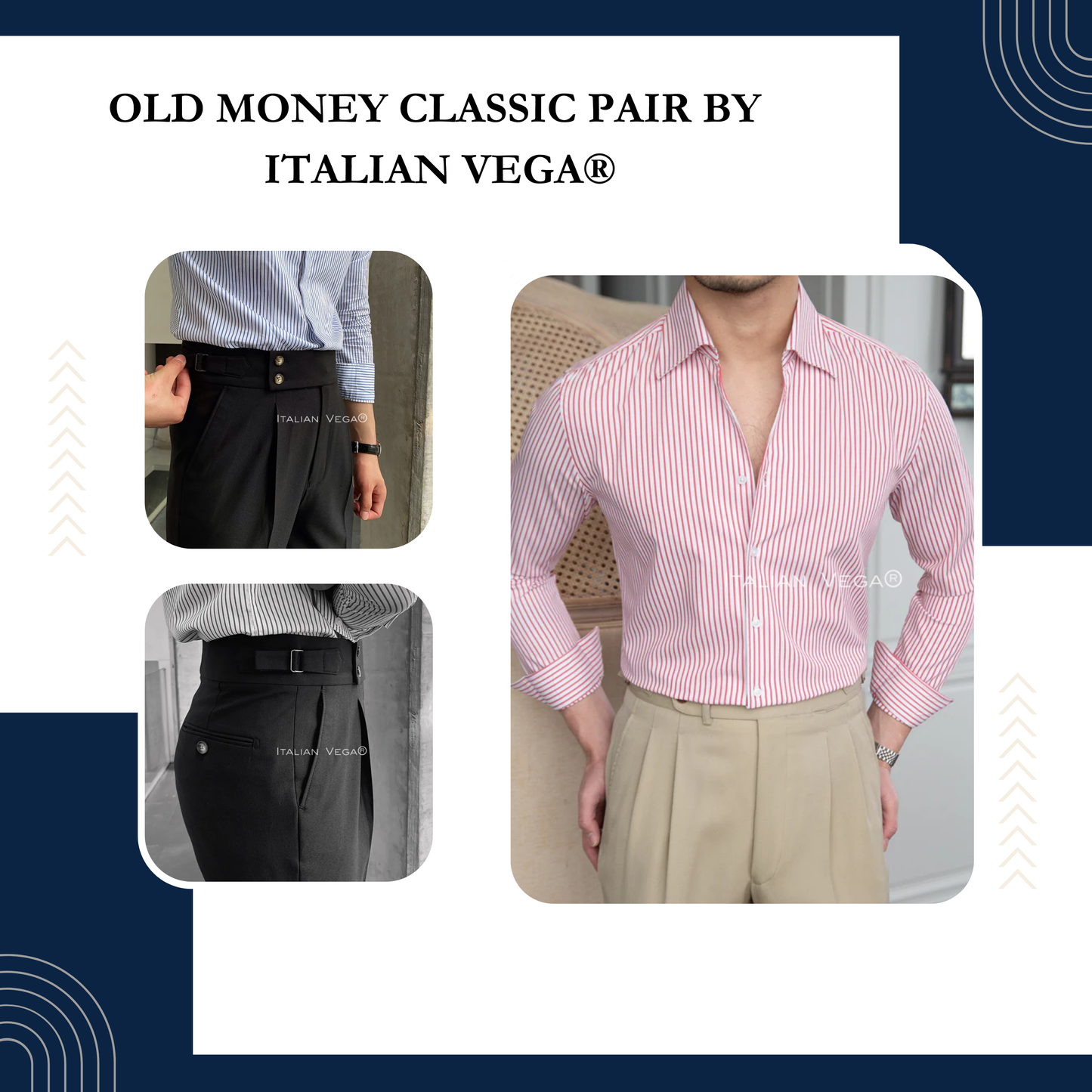 Old Money Crepe Shirt with Black Signature Buttoned Gurkha Pant by ITALIAN VEGA®