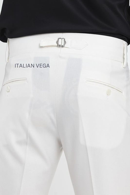 White Double Buckle Formal Gurkha Pants by ITALIAN VEGA®