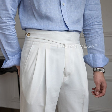 Frost White Classic Buttoned Gurkha Pants by Italian Vega®