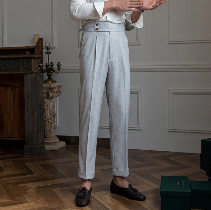 Ash Grey Slub Signature Buttoned Gurkha by ITALIAN VEGA®