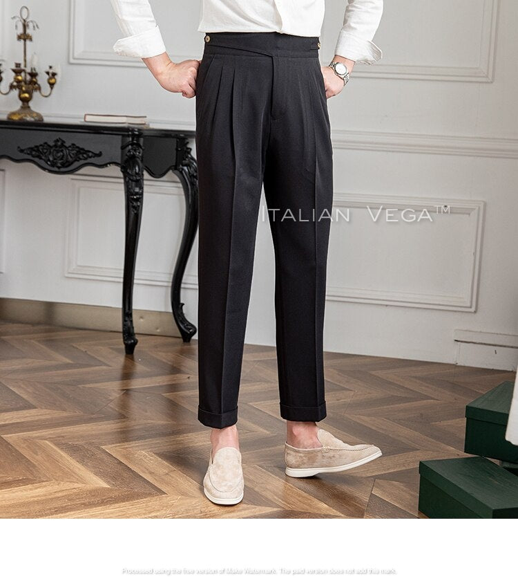 Charcoal Black Classic Buttoned Gurkha Pants by Italian Vega®