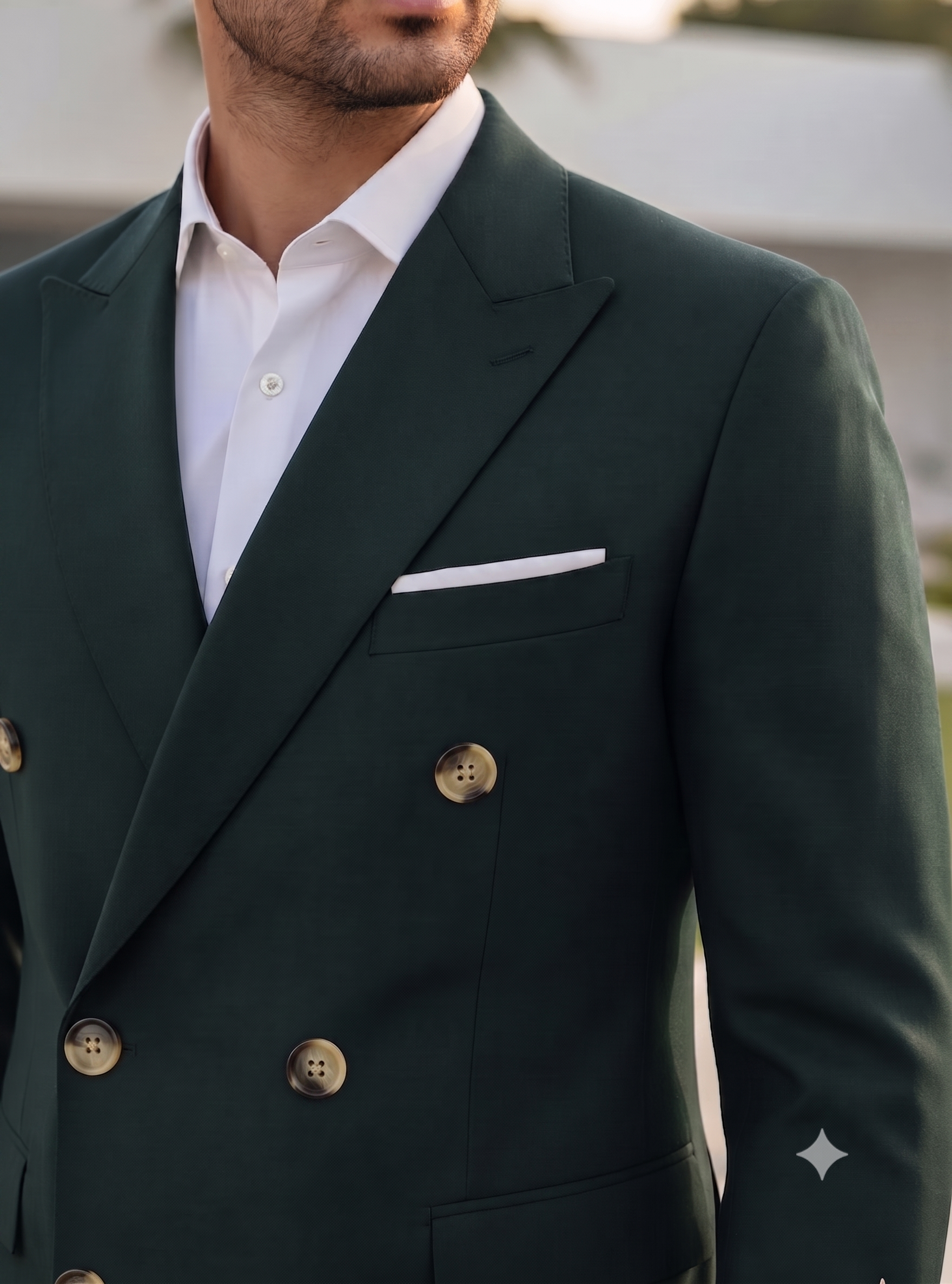 Bottle Green Double Breasted Blazer by Italian Vega®