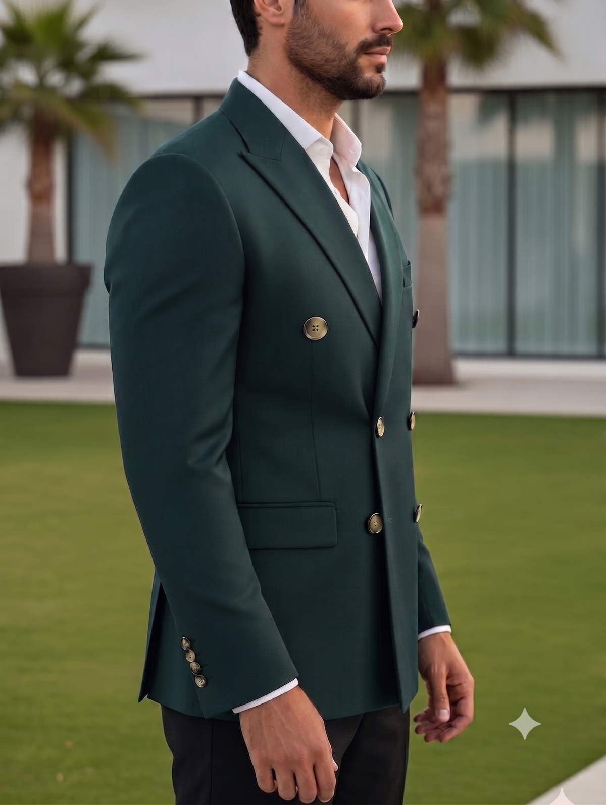 Bottle Green Double Breasted Blazer by Italian Vega®