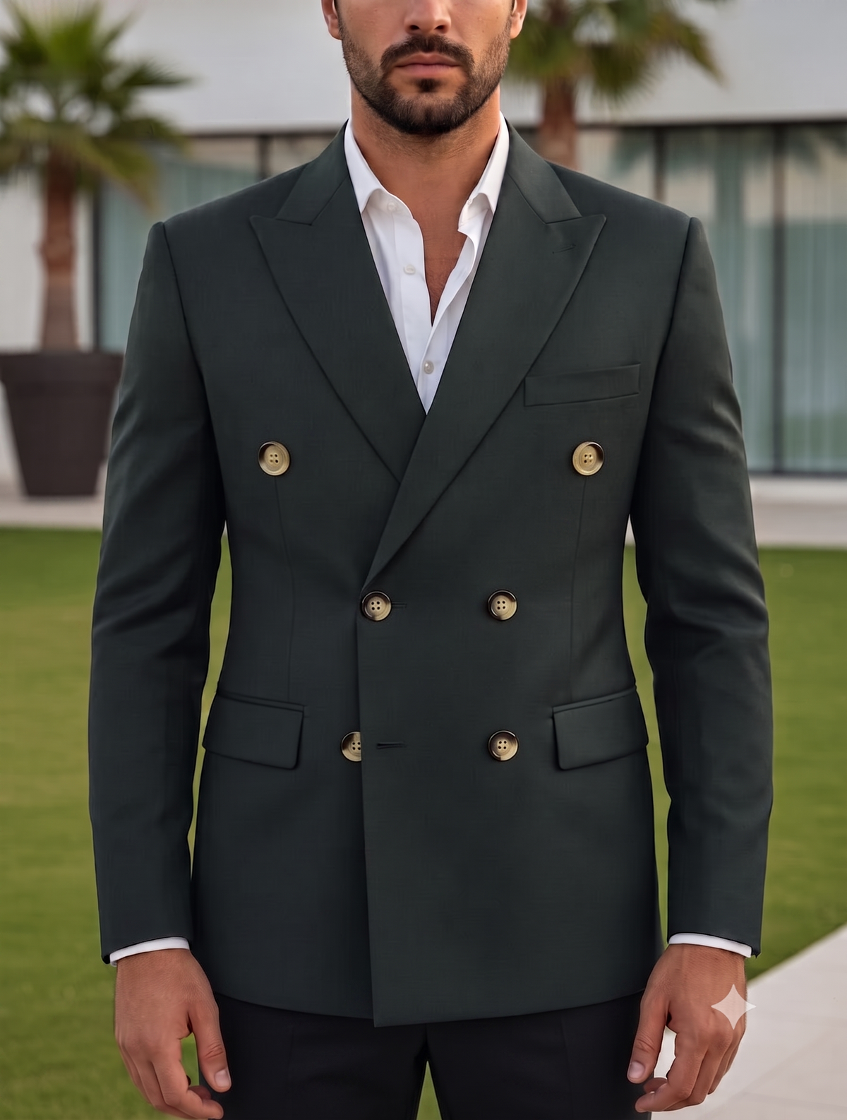 Bottle Green Double Breasted Blazer by Italian Vega®