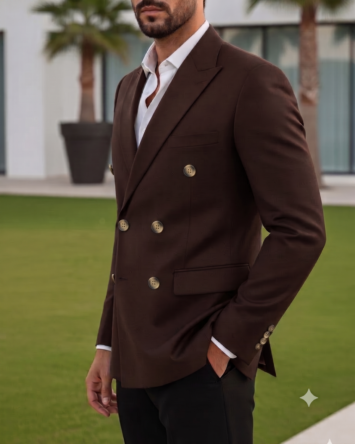 Brown Double Breasted Blazer by Italian Vega®