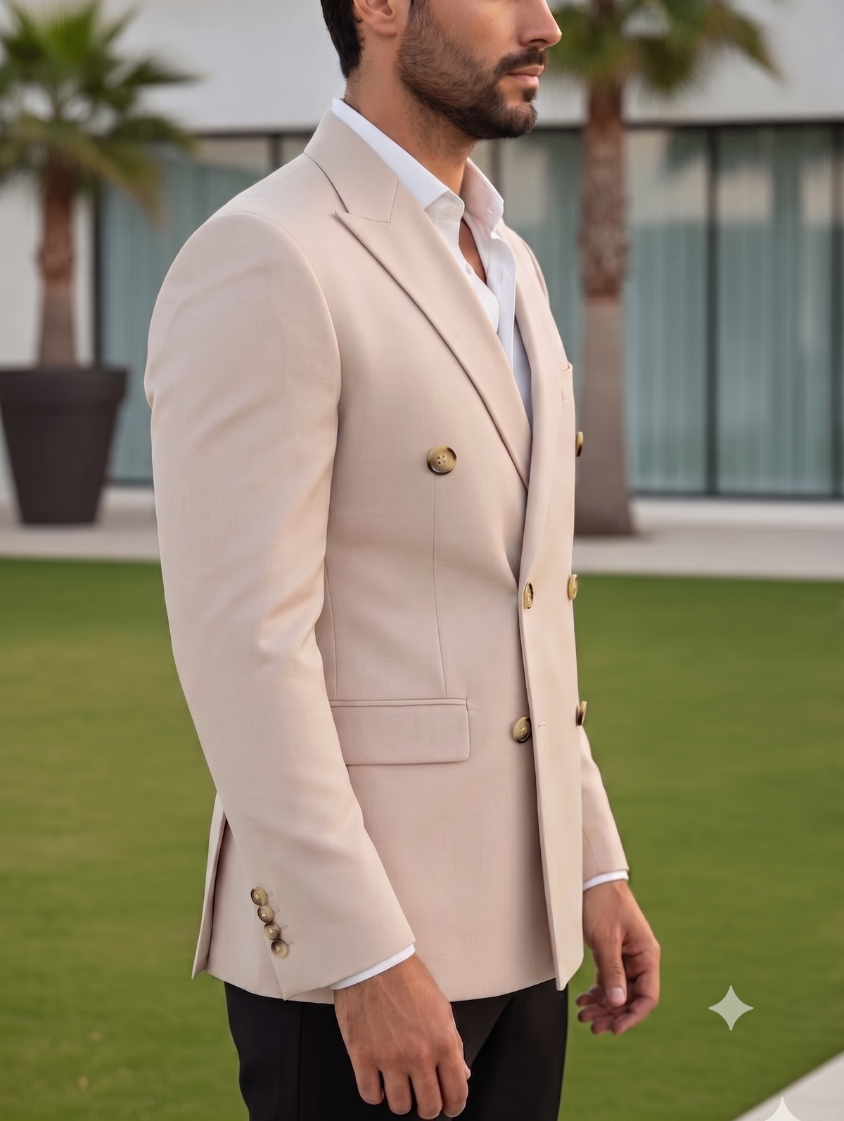 Beige Double Breasted Blazer by Italian Vega®