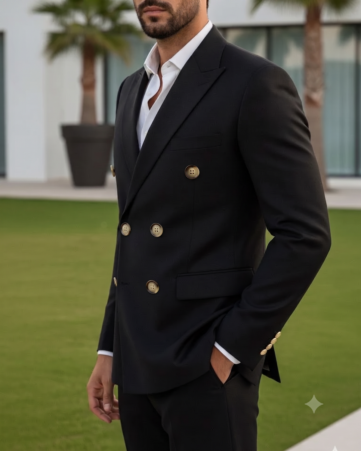 Black Double Breasted Blazer by Italian Vega®