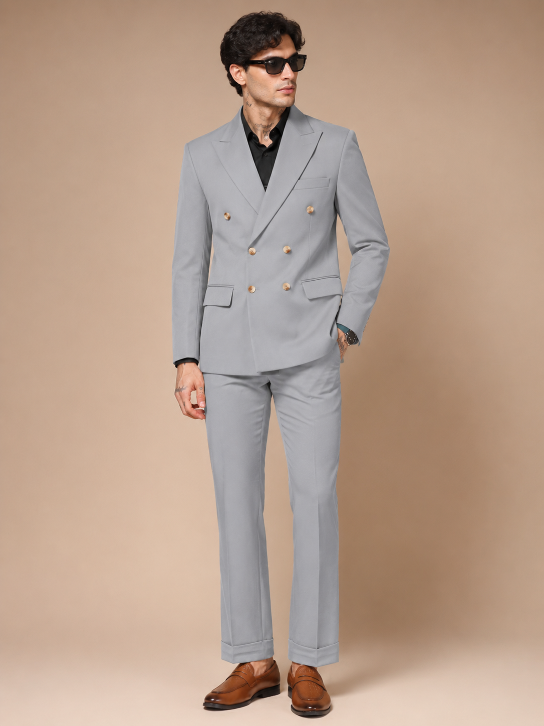 Ash Grey Double Breasted 2 Piece Suit by Italian Vega®