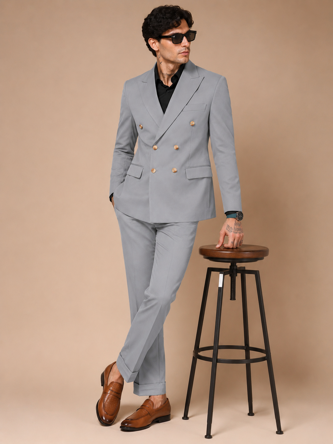Ash Grey Double Breasted 2 Piece Suit by Italian Vega®