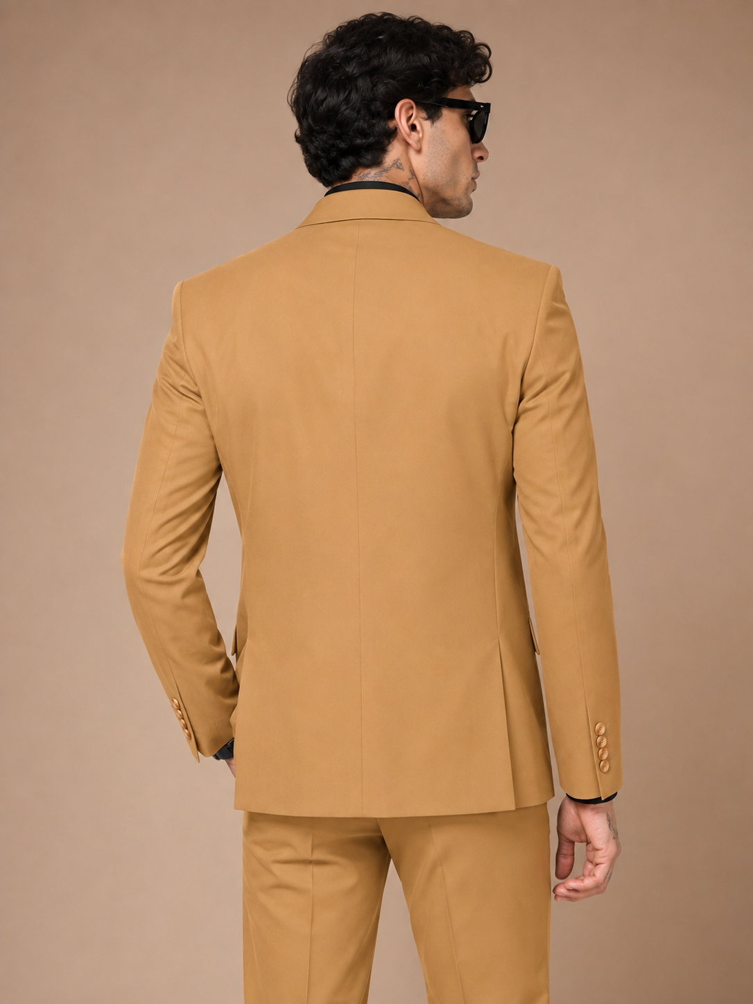 Camel Double Breasted 2 Piece Suit by Italian Vega®
