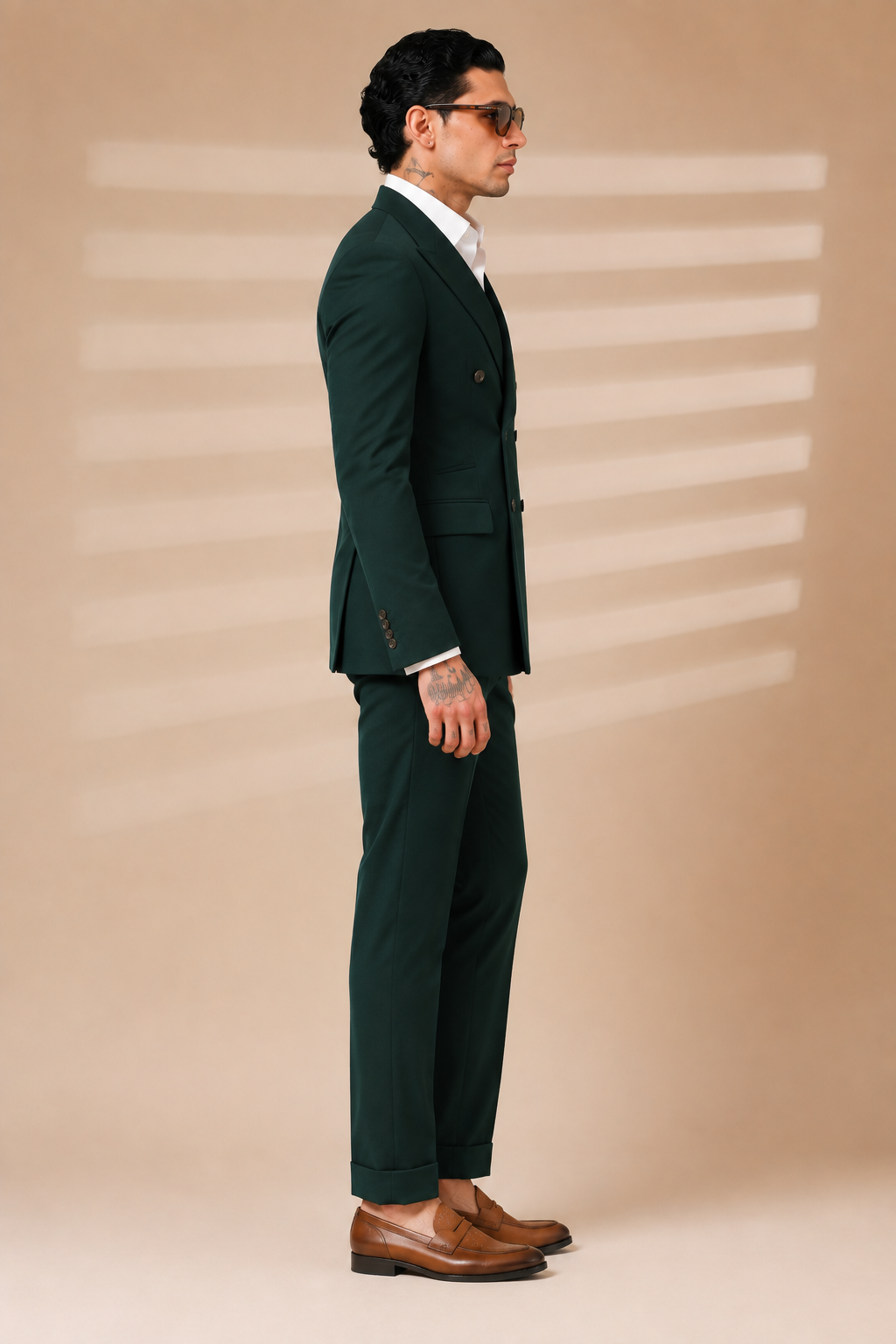 Bottle Green Double Breasted 2 Piece Suit by Italian Vega®