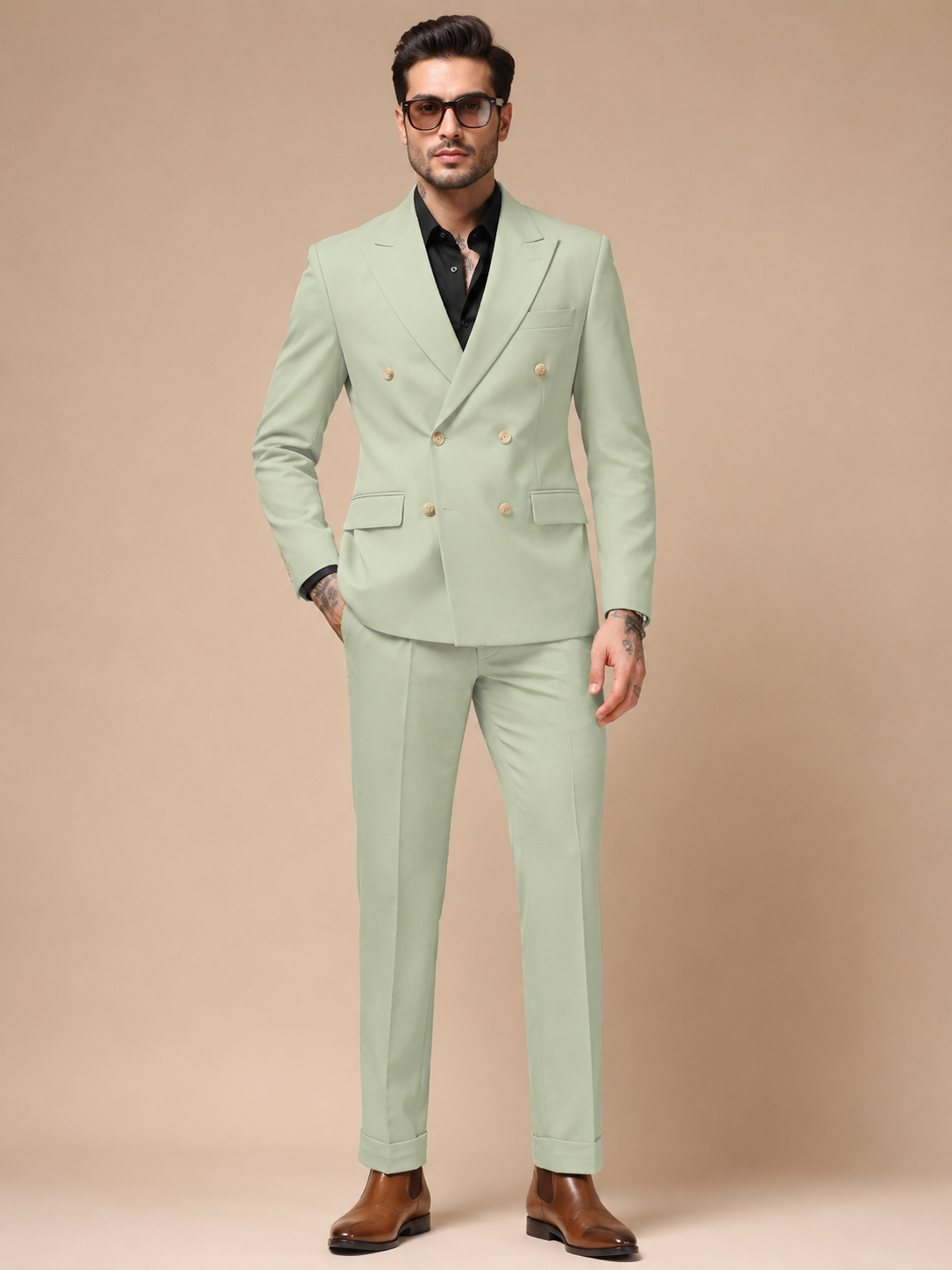 Lime Double Breasted 2 Piece Suit by Italian Vega®