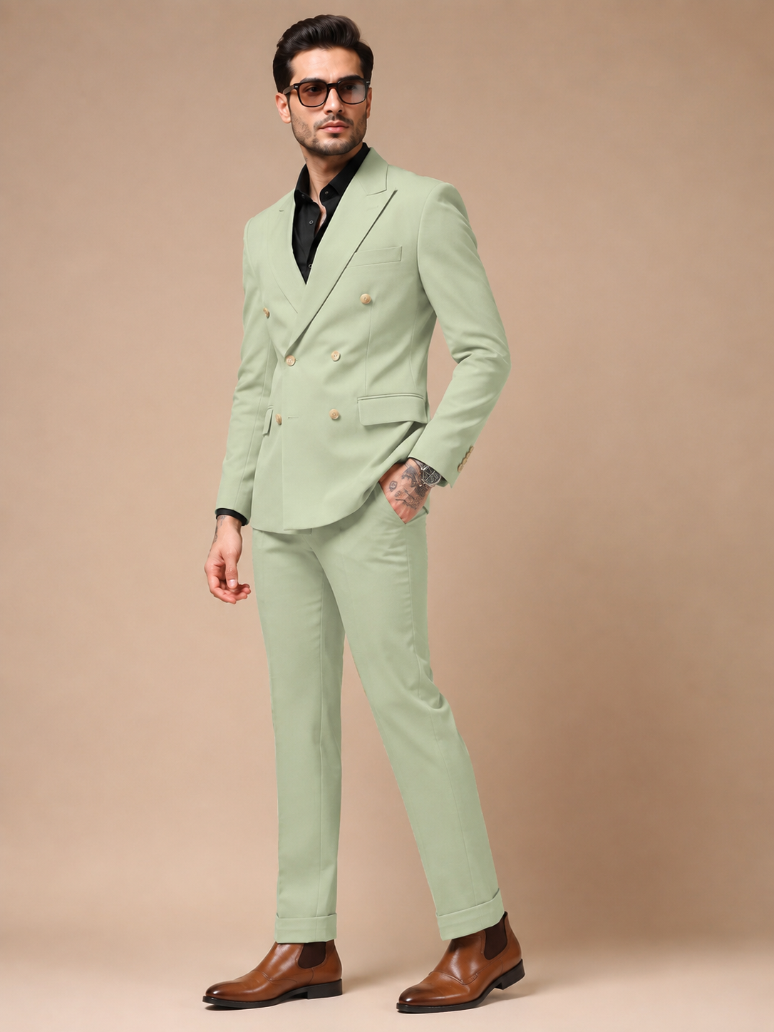 Lime Double Breasted 2 Piece Suit by Italian Vega®