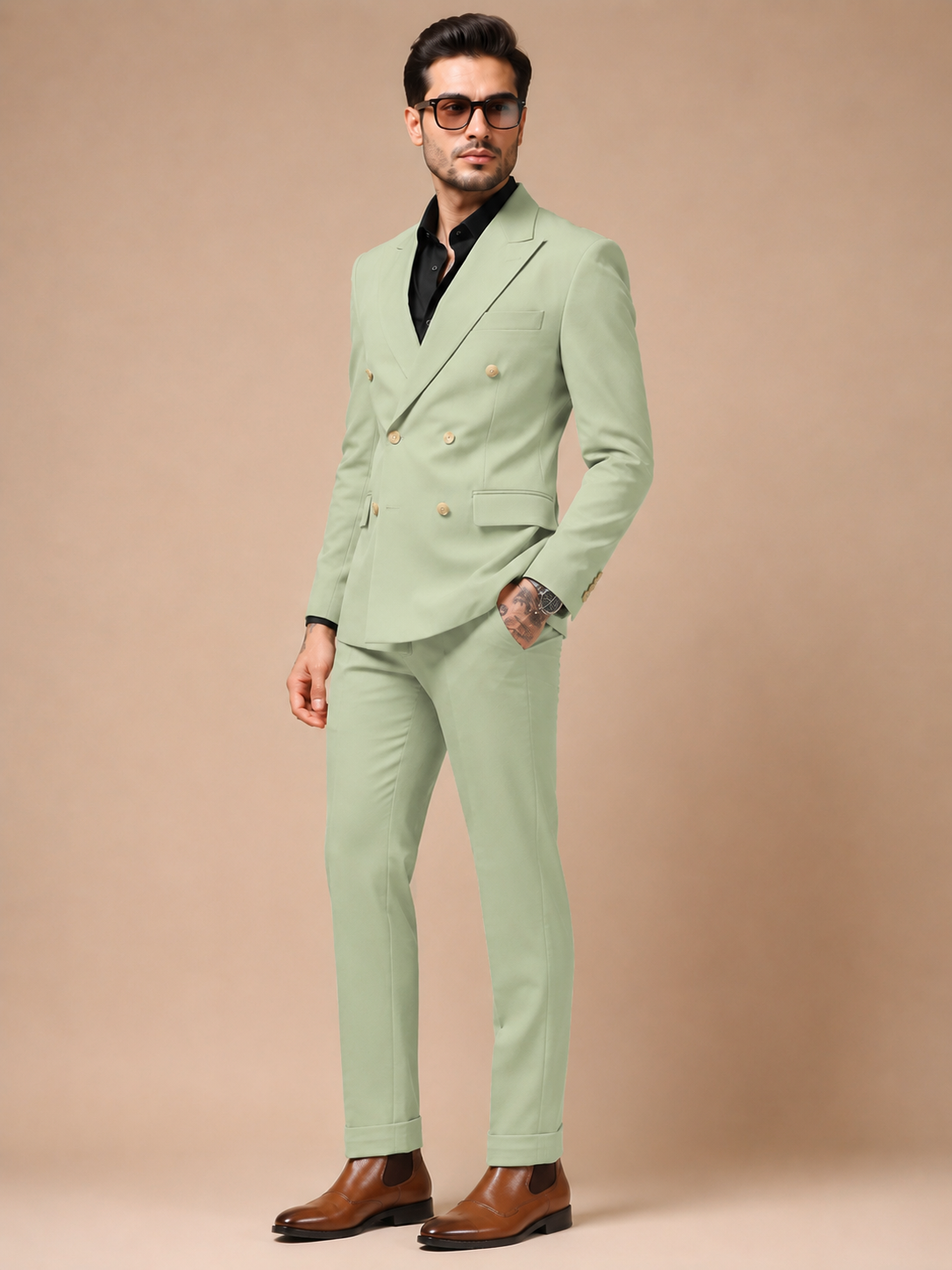 Lime Double Breasted 2 Piece Suit by Italian Vega®