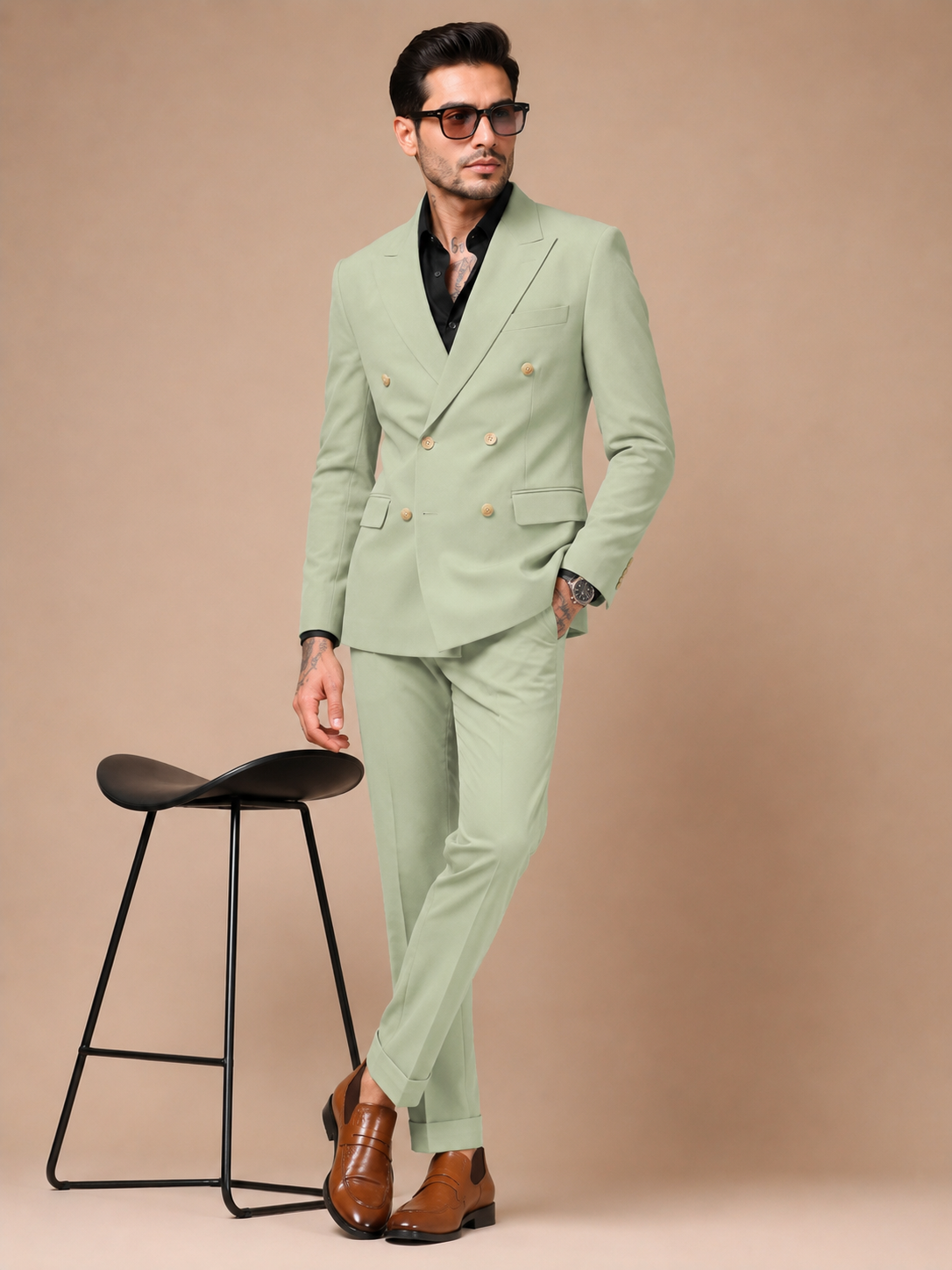 Lime Double Breasted 2 Piece Suit by Italian Vega®