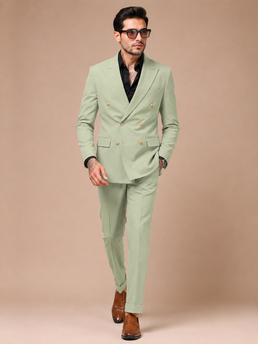 Lime Double Breasted 2 Piece Suit by Italian Vega®