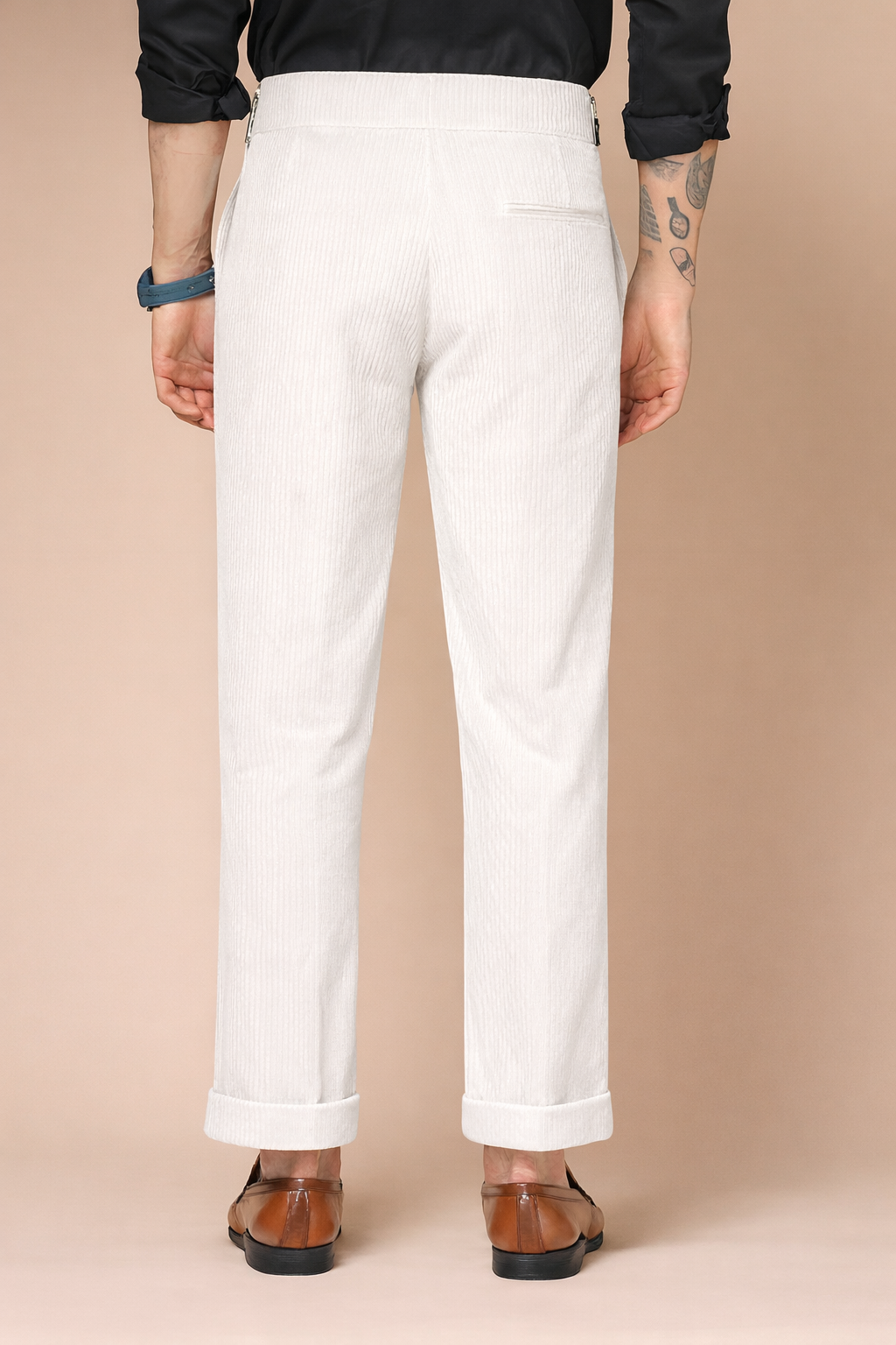 Snow White Corduroy Classic Buckle Gurkha Pants | Boot Cut Fit by ITALIAN VEGA®