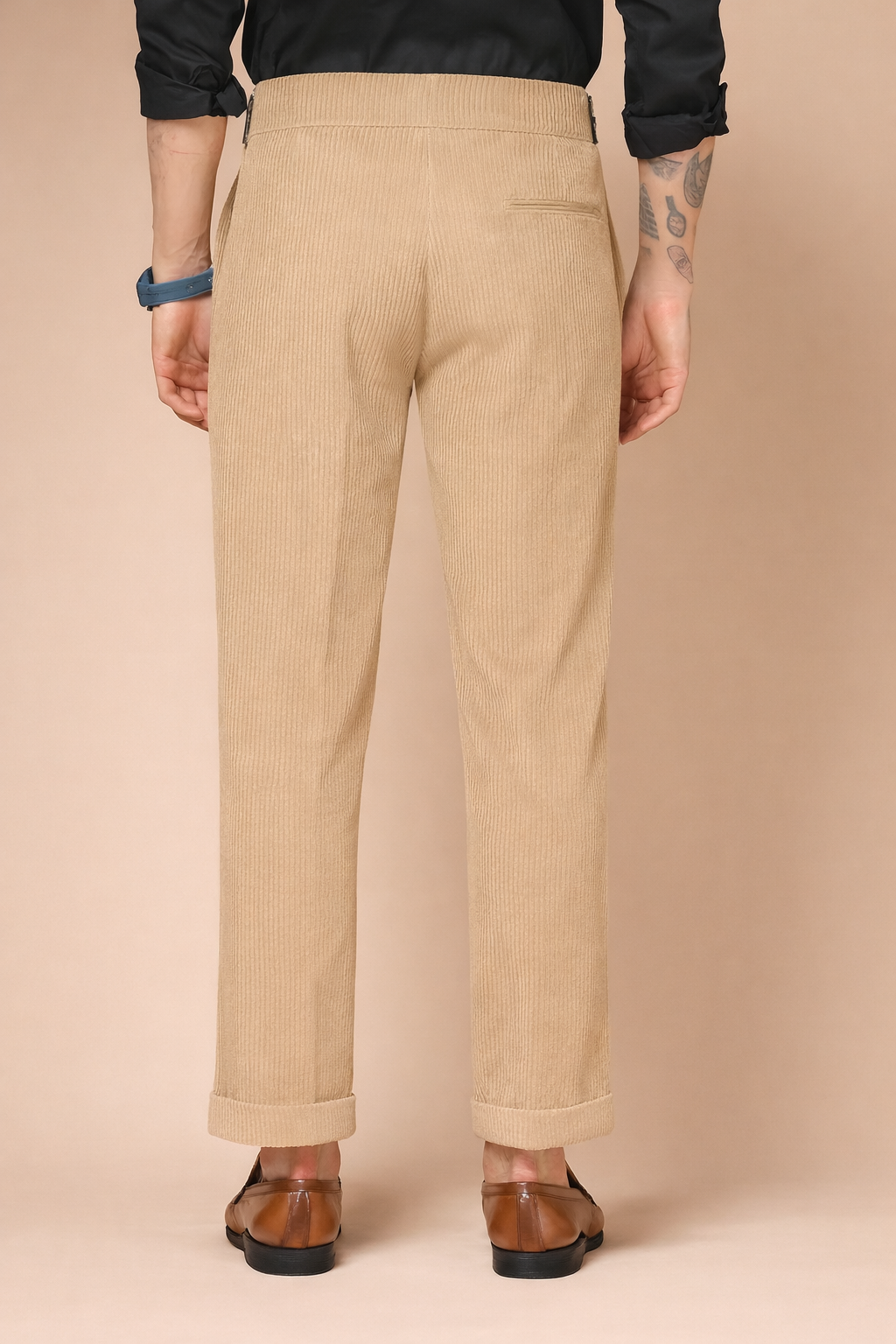 Khakhi Corduroy Classic Buckle Gurkha Pants | Boot Cut Fit by ITALIAN VEGA®