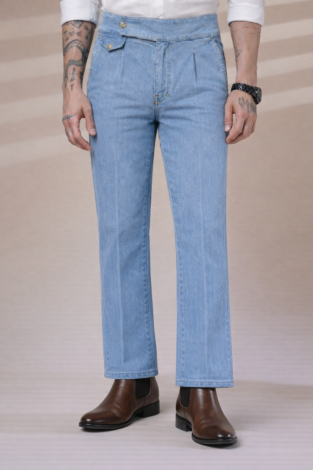 Sky Denim Signature Flap Gurkha Trouser Pants | Boot Cut Fit by Italian Vega®