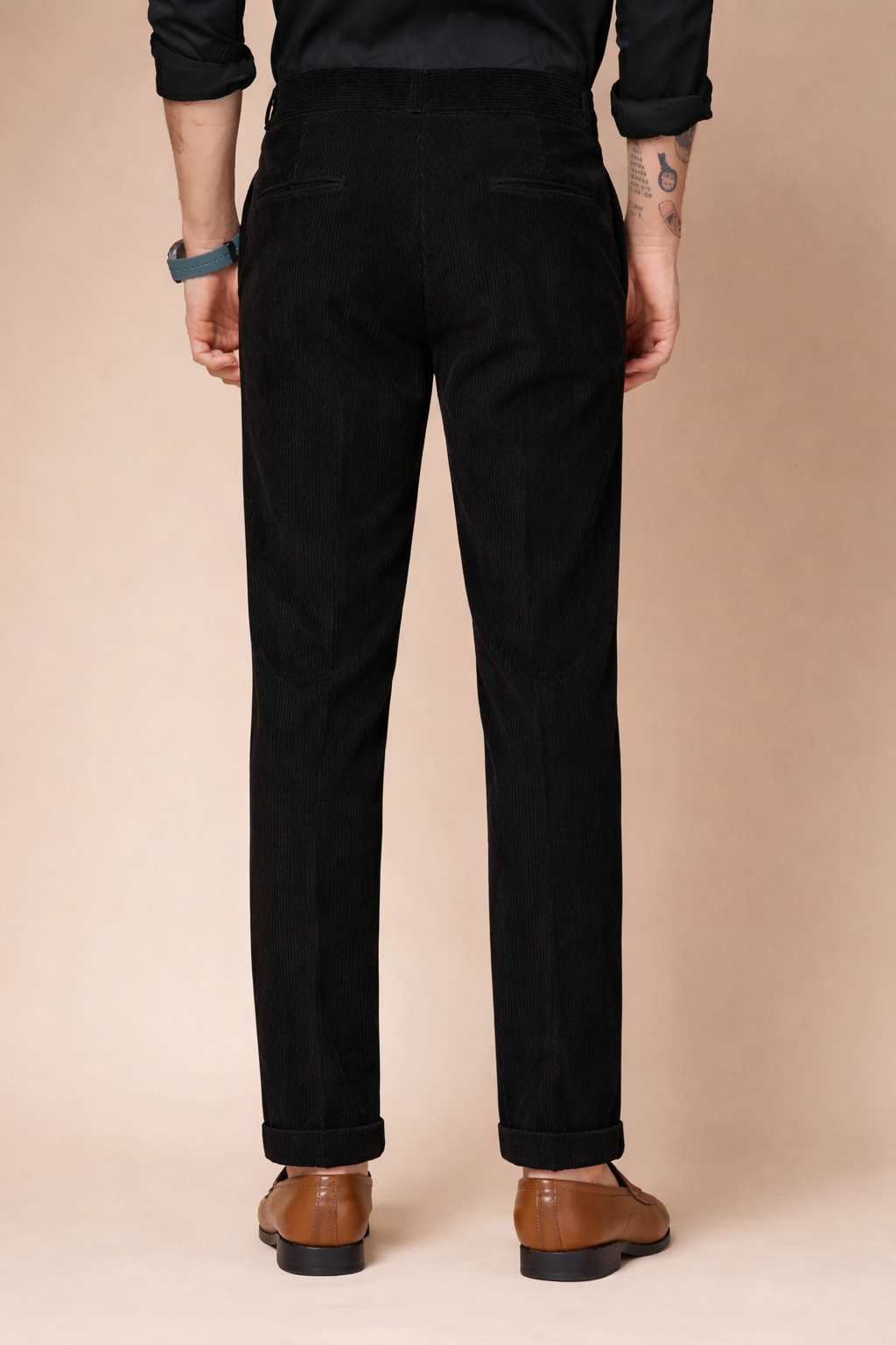 Black Corduroy Classic Button Gurkha Pants | Boot Cut Fit by ITALIAN VEGA®