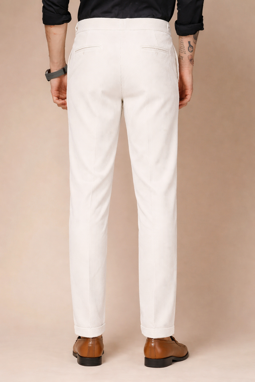 Snow White Corduroy Classic Button Gurkha Pants | Boot Cut Fit by ITALIAN VEGA®