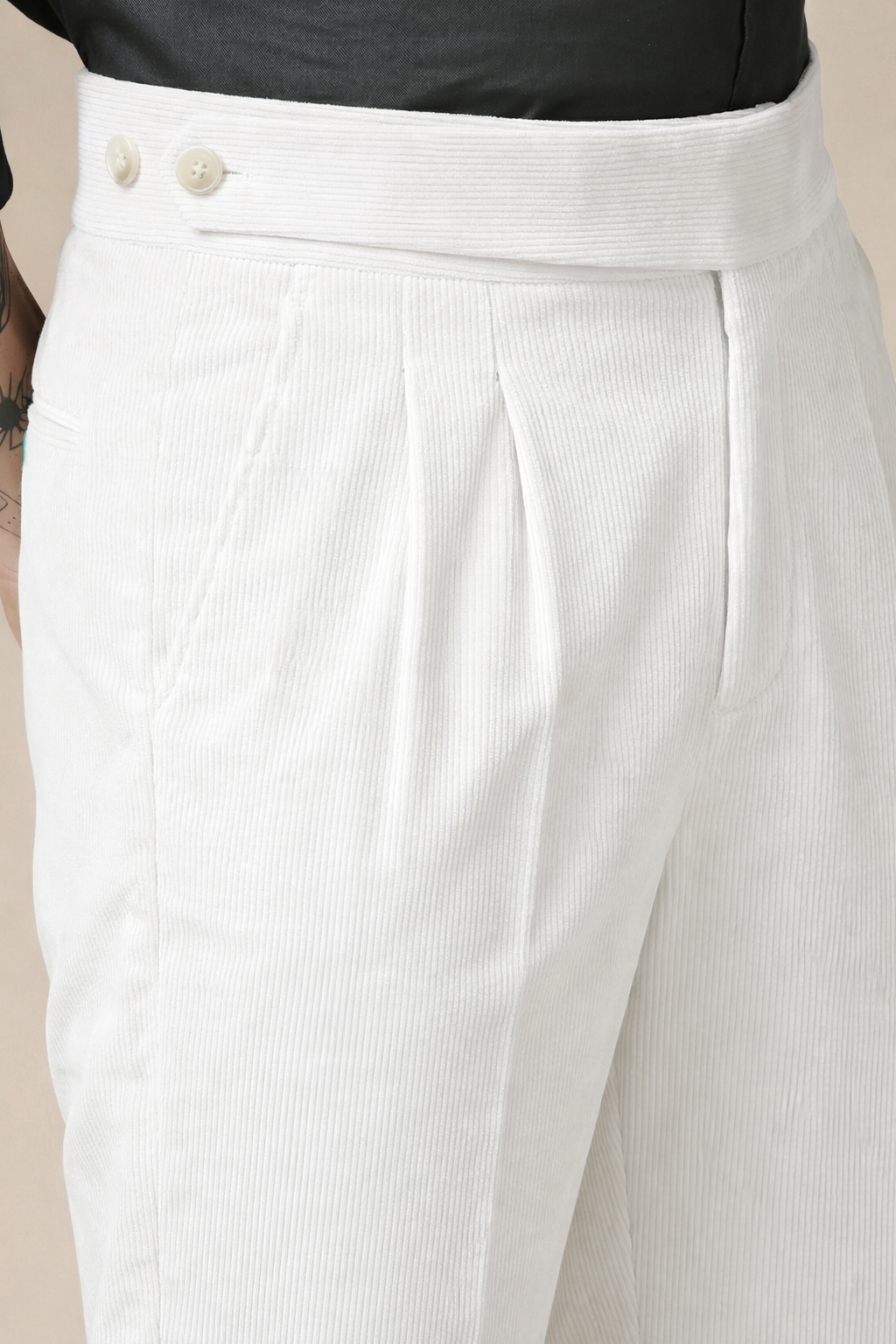 Snow White Corduroy Classic Button Gurkha Pants | Boot Cut Fit by ITALIAN VEGA®