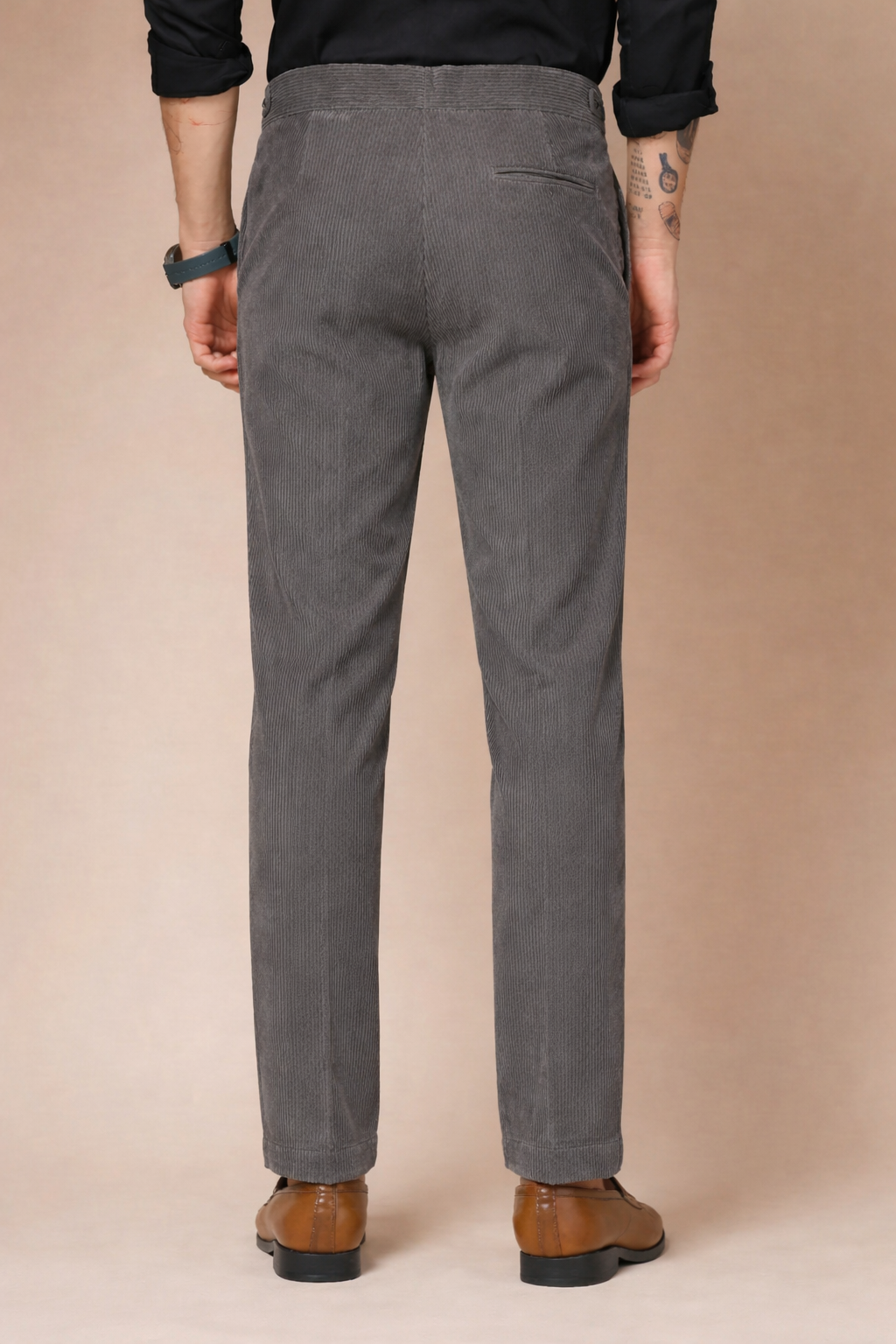 Dark Grey Corduroy Classic Button Gurkha Pants | Boot Cut Fit by ITALIAN VEGA®