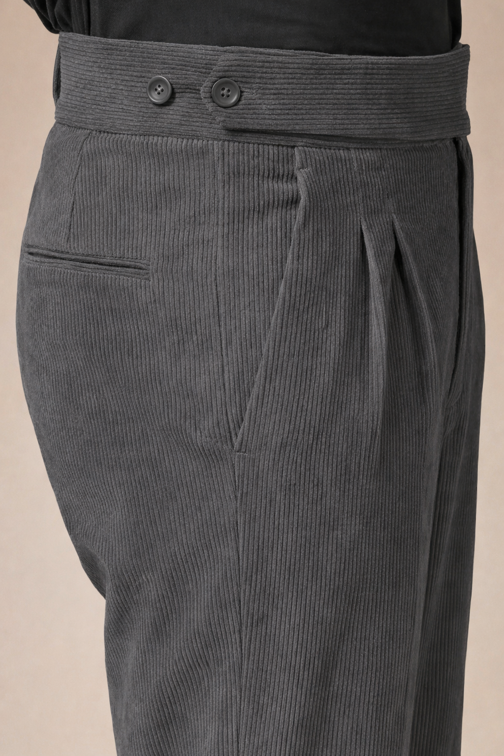 Dark Grey Corduroy Classic Button Gurkha Pants | Boot Cut Fit by ITALIAN VEGA®