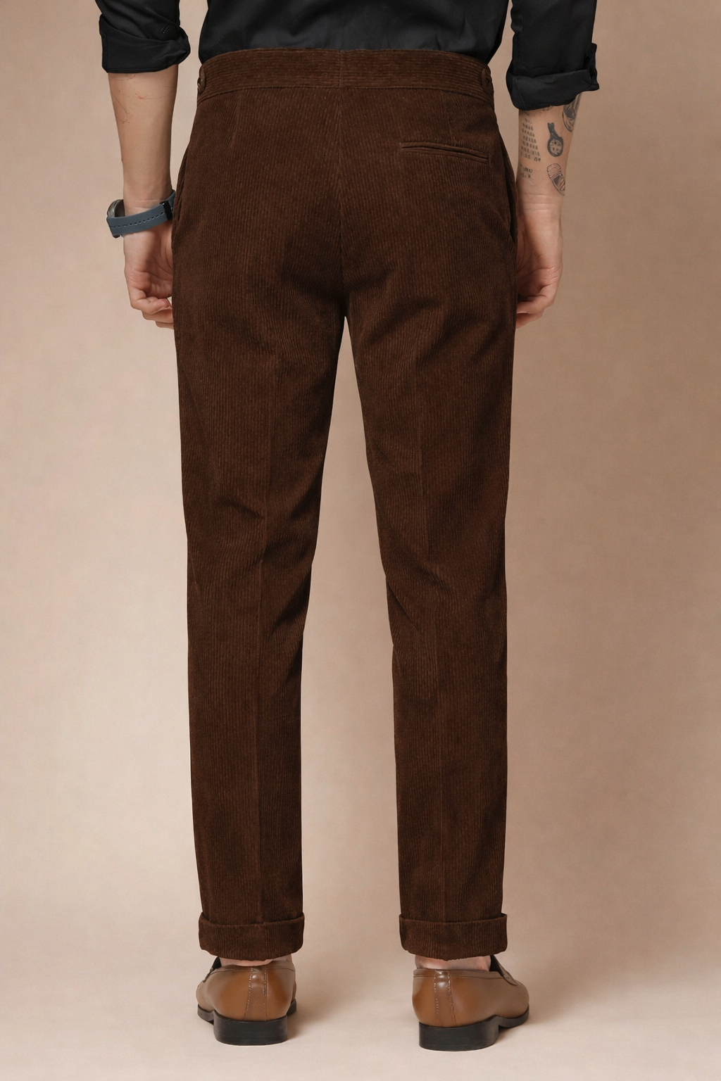 Brown Corduroy Classic Button Gurkha Pants | Boot Cut Fit by ITALIAN VEGA®