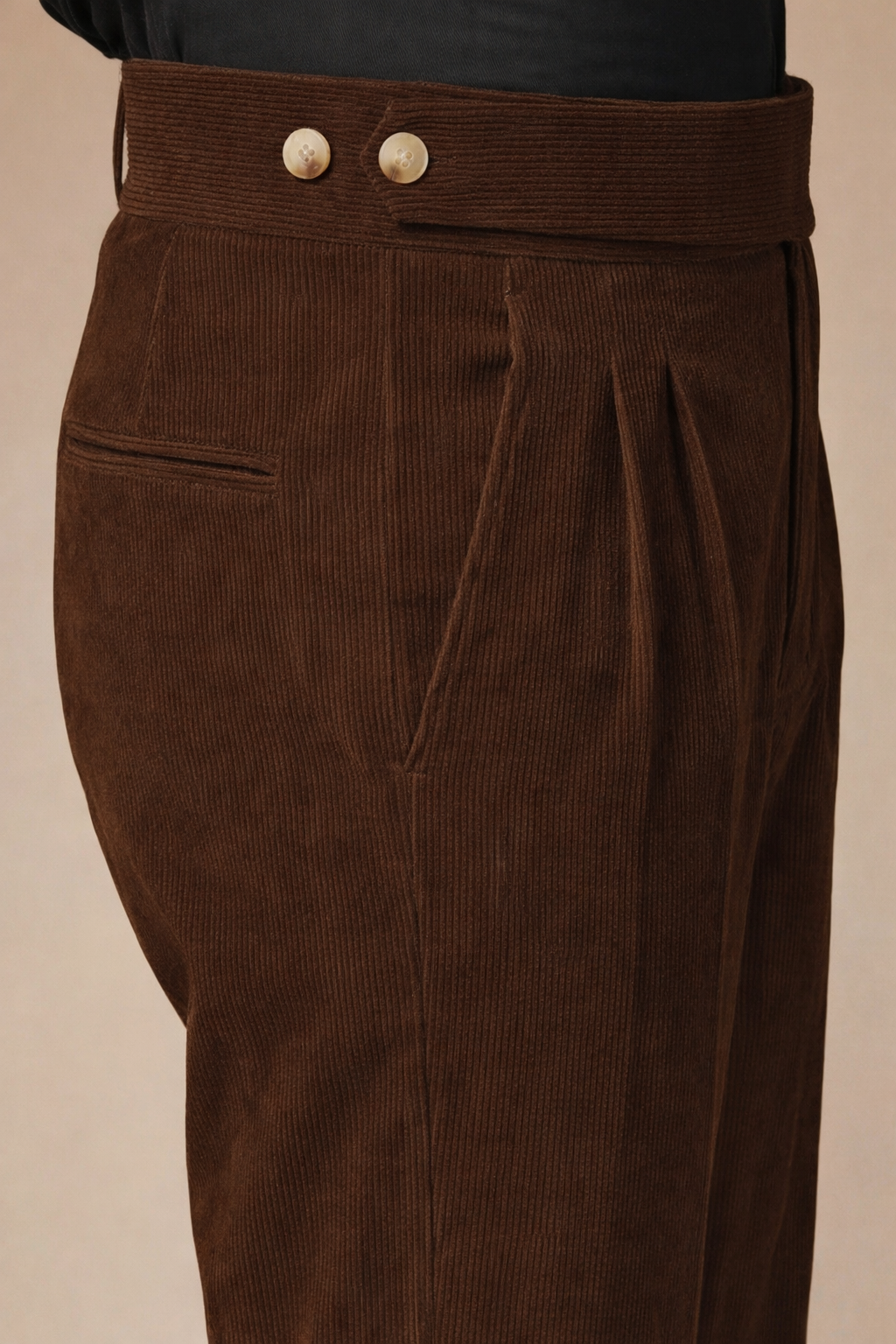 Brown Corduroy Classic Button Gurkha Pants | Boot Cut Fit by ITALIAN VEGA®