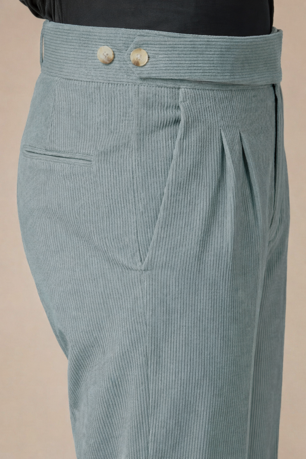 Sage Green Corduroy Classic Button Gurkha Pants | Boot Cut Fit by ITALIAN VEGA®