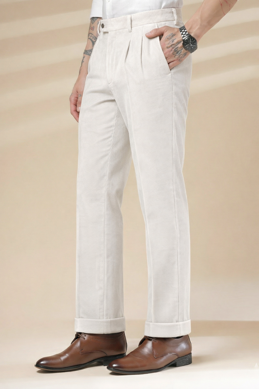 Snow White Corduroy Signature Flap Gurkha Pants | Boot Cut Fit by ITALIAN VEGA®