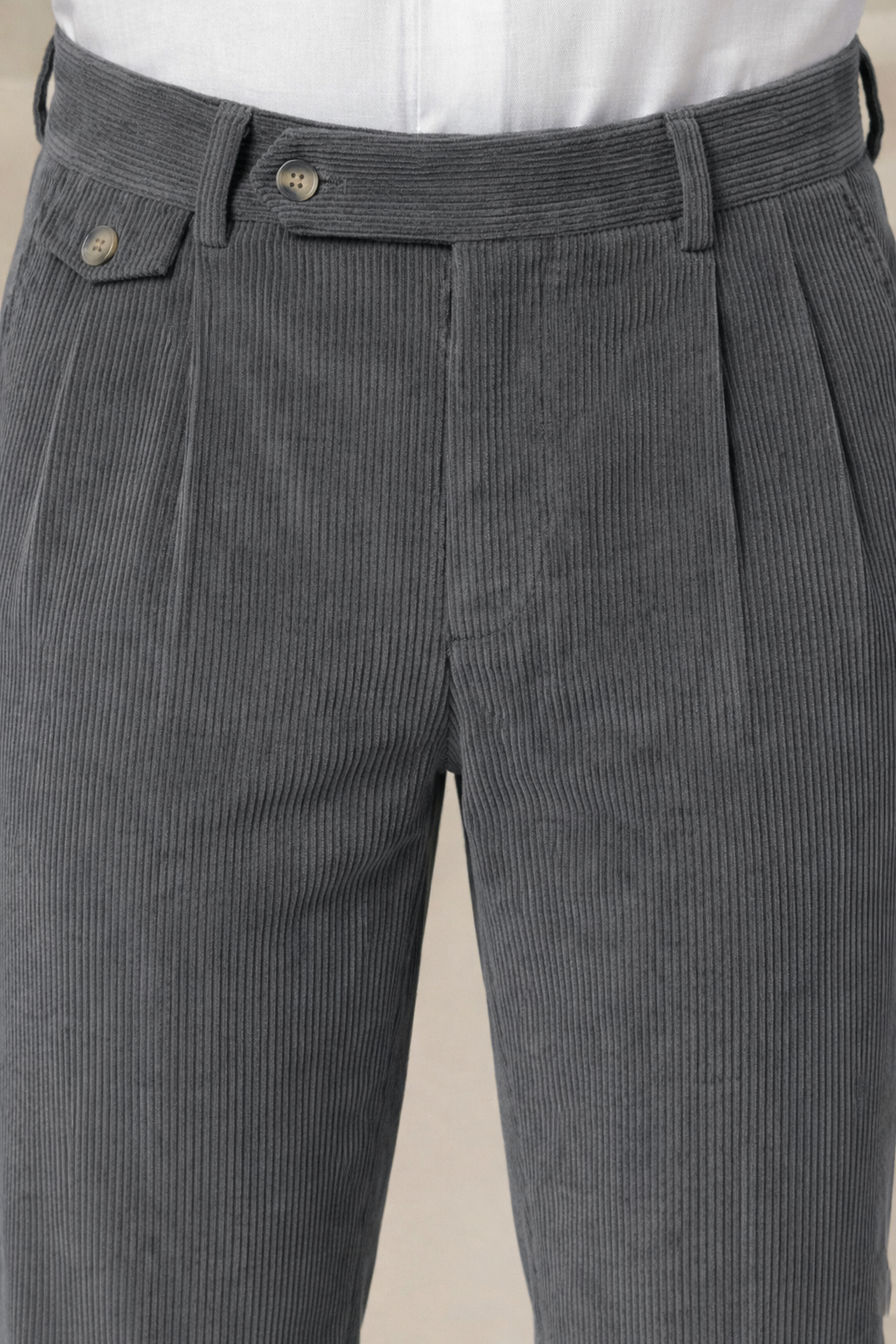 Dark Grey Corduroy Signature Flap Gurkha Pants | Boot Cut Fit by ITALIAN VEGA®