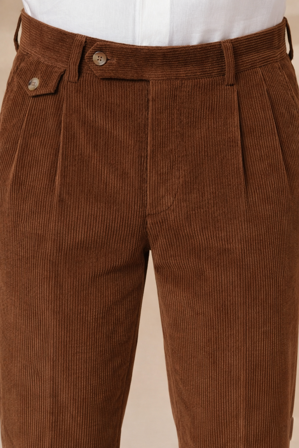 Brown Corduroy Signature Flap Gurkha Pants | Boot Cut Fit by ITALIAN VEGA®