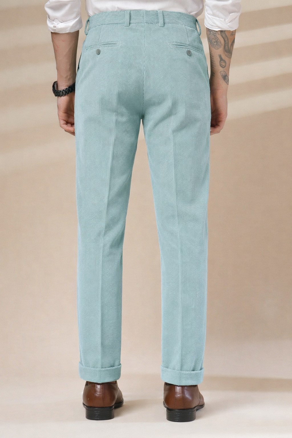 Sage Green Corduroy Signature Flap Gurkha Pants | Boot Cut Fit by ITALIAN VEGA®