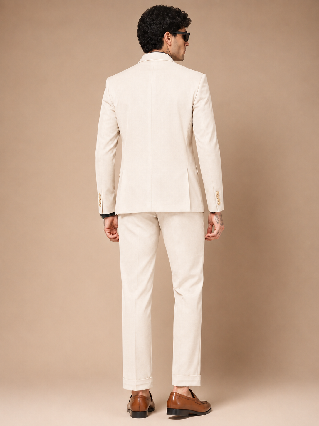 Beige Double Breasted 2 Piece Suit by Italian Vega®