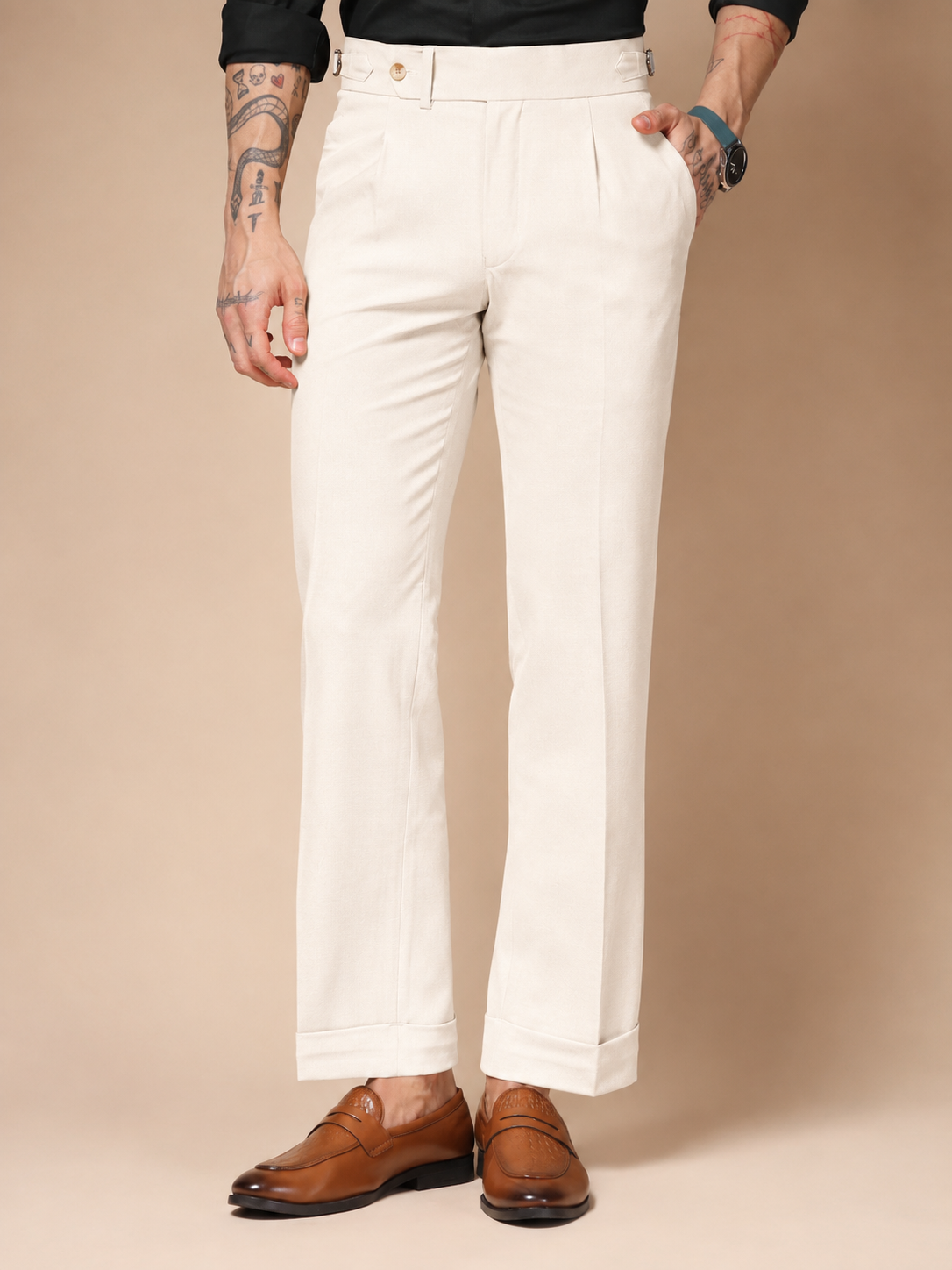 Beige Double Breasted 2 Piece Suit by Italian Vega®